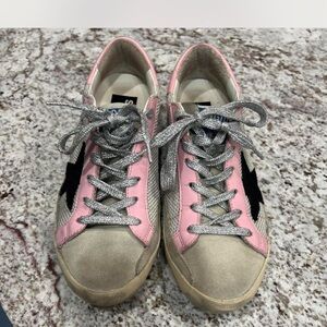 Golden Goose Pink and Silver Sneakers